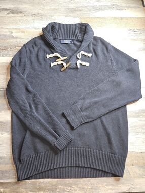 J. Crew Men's Large Navy Blue Sweater Toggle Closure Fishermen